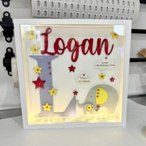 Large Box Frame with Glass - Elephant's Theme with LED Lights