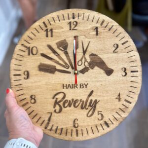 Wooden Clock - Hairdresser Theme