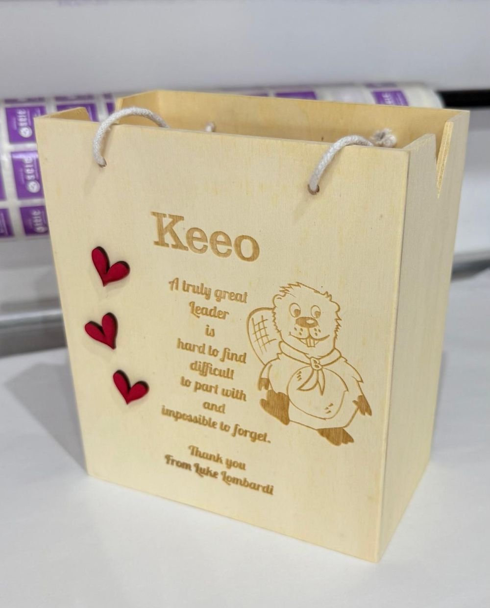 Thank You Wooden Bag with Hinge (Big) - 15.8cmx9cm x18cm