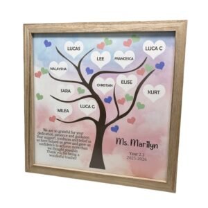 Personalised Teacher Appreciation Class Tree - Wooden Glass Frame
